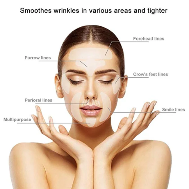 
MSDS Customize Reusable 16pcs Set Face Wrinkle Remover Silicone Anti-Wrinkle Anti Aging Facial pads For Adult 