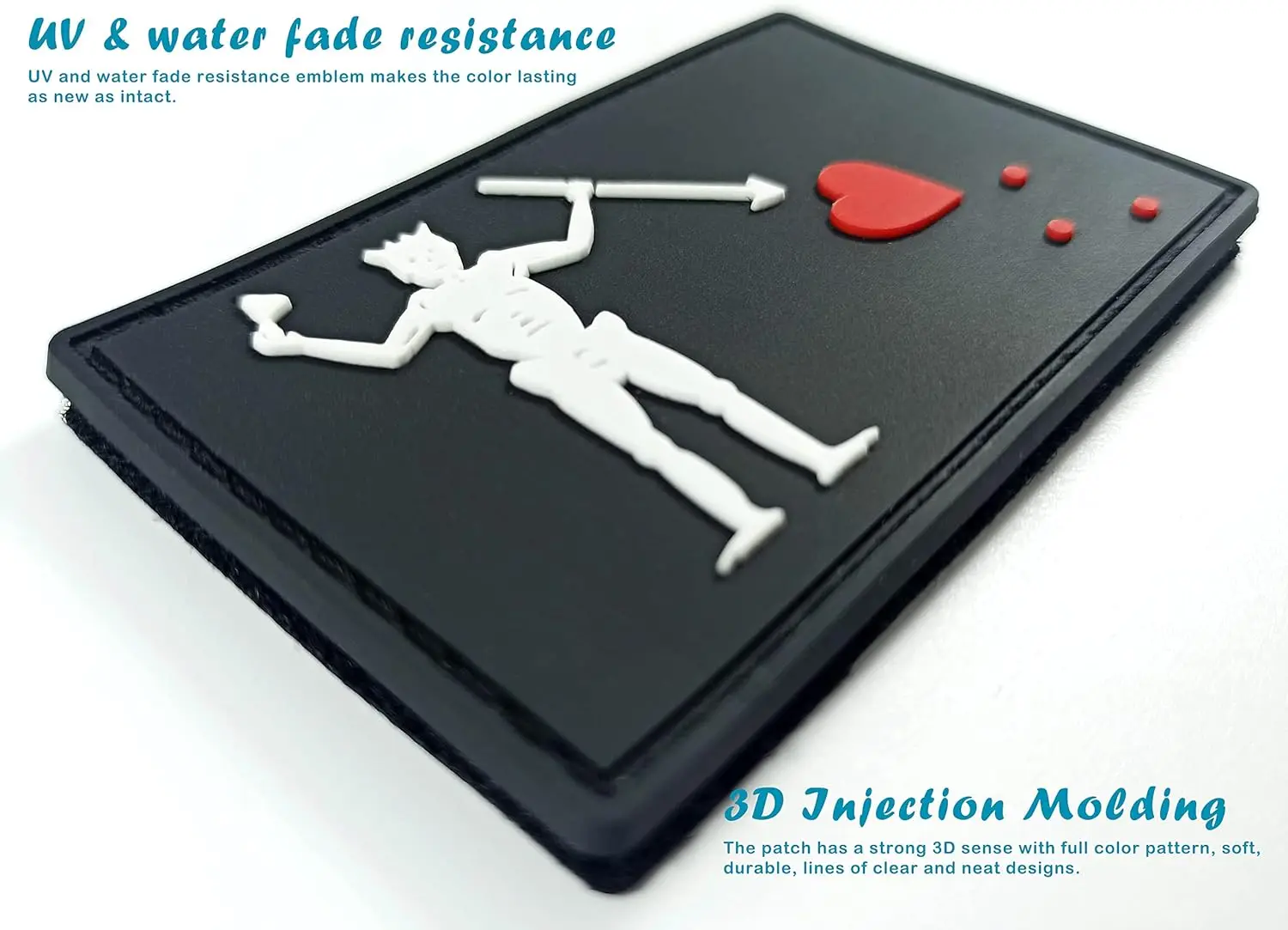 Emboss 3D Brand Designer Custom Logo PVC Rubber Patches Badge Hook Backing For Clothing