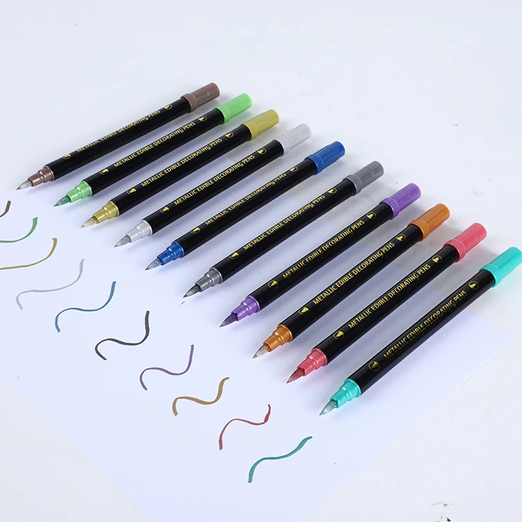 Metallic Edible Ink Marker Pens Dual Tip Cookie Edible Food Writing Marker Pen