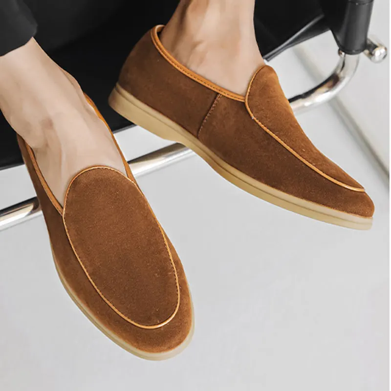 Xinzirain Custom New Casual Loafer Shoes Black Synthetic Leather Comfortable Slip On Anti Slippery Men Lazy Loafers