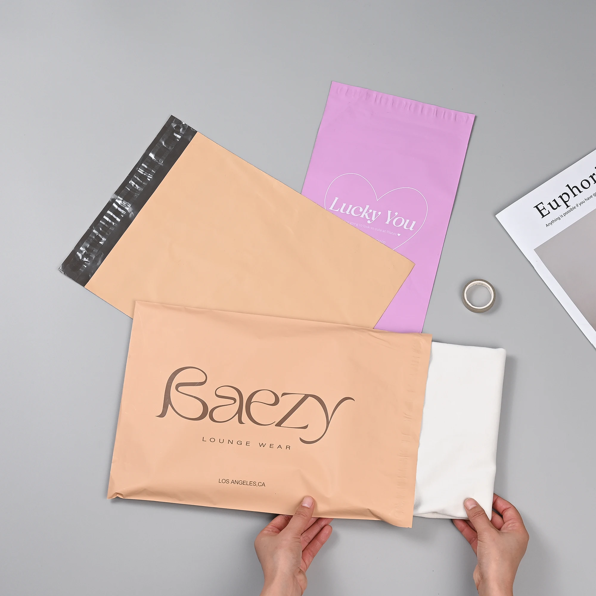 Custom Nude Envelopes Poly Mailers Plastic Mailer Shipping Mailing Bags Envelopes Polymailer Courier Bag