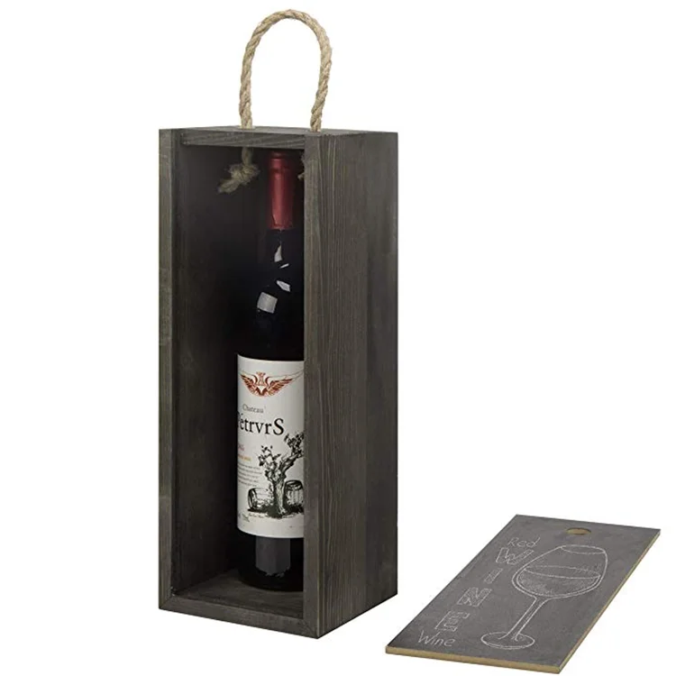 
Vintage grey wood chalkboard with rope handle exquisite wooden box wine 