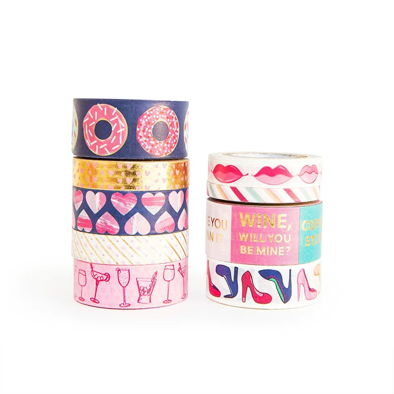 Wholesale Adhesive Custom Printed Colored Foil Masking Stationery Decoration Washi Tape Sticker