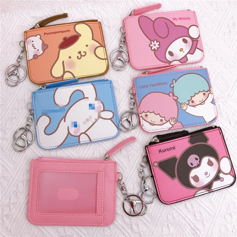 Ruunjoy 2023 оптовая продажа по индивидуальному заказу милая сумка Sanrio портативная кожаная для карт Kawaii Kuromi брелок