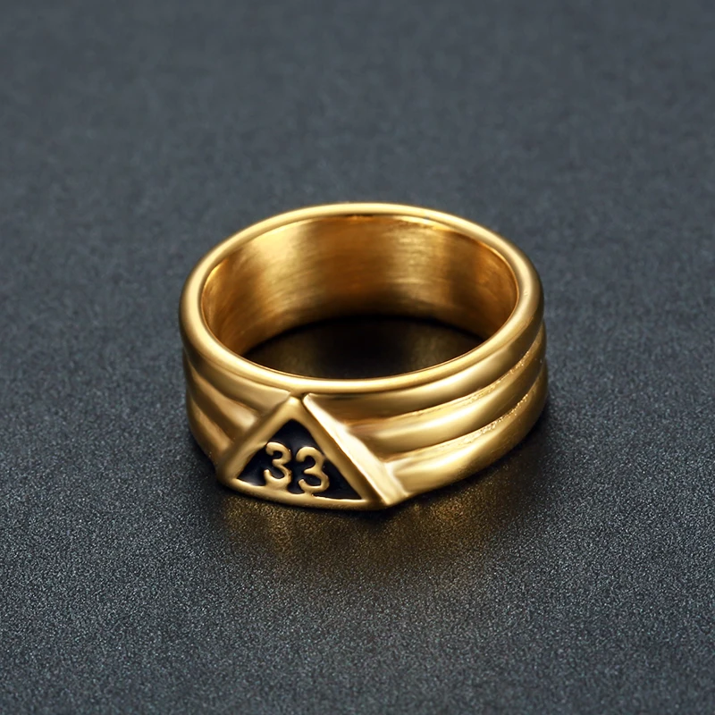 Latest Design Gold Masonic 33rd Ring Masons Freemason Stainless Steel 33 Degree Letter Masonic Signet Band Rings