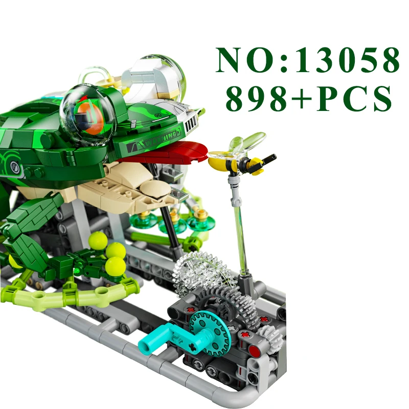 13058 Semi Mechanical Frog 898+pcs Building Blocks DIY Set with Display Stand ABS Plastic Puzzle Assembly Bricks Toys