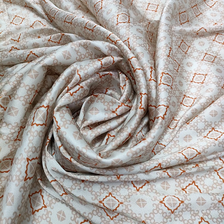 
 Эластичная шелковая ткань для шармёза с принтом, шелковая атласная ткань для платья из спандекса  