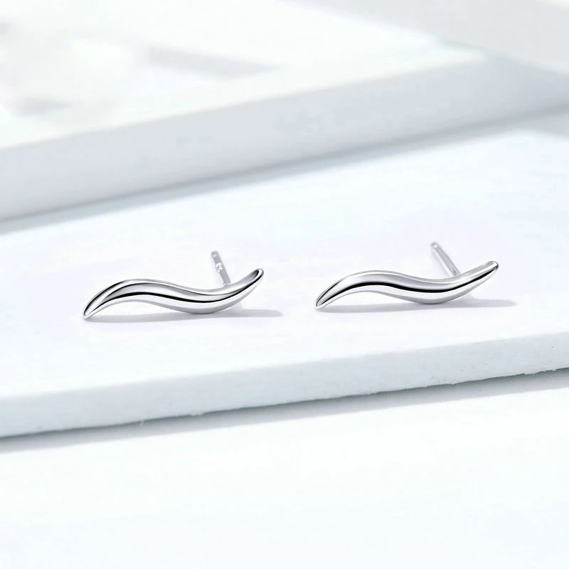  Popular 925 sterling silver minimalist earrings female line white gold plated jewelry