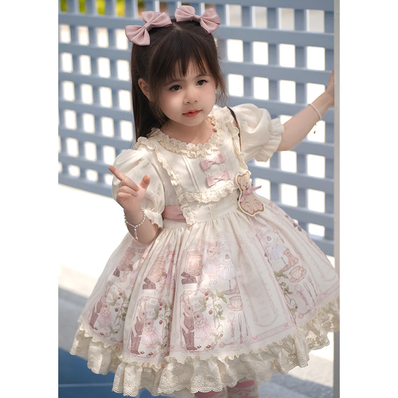 luxury dress short sleeve rabbit kids dresses dance christmas costumes lorita dress for girls  wholesale