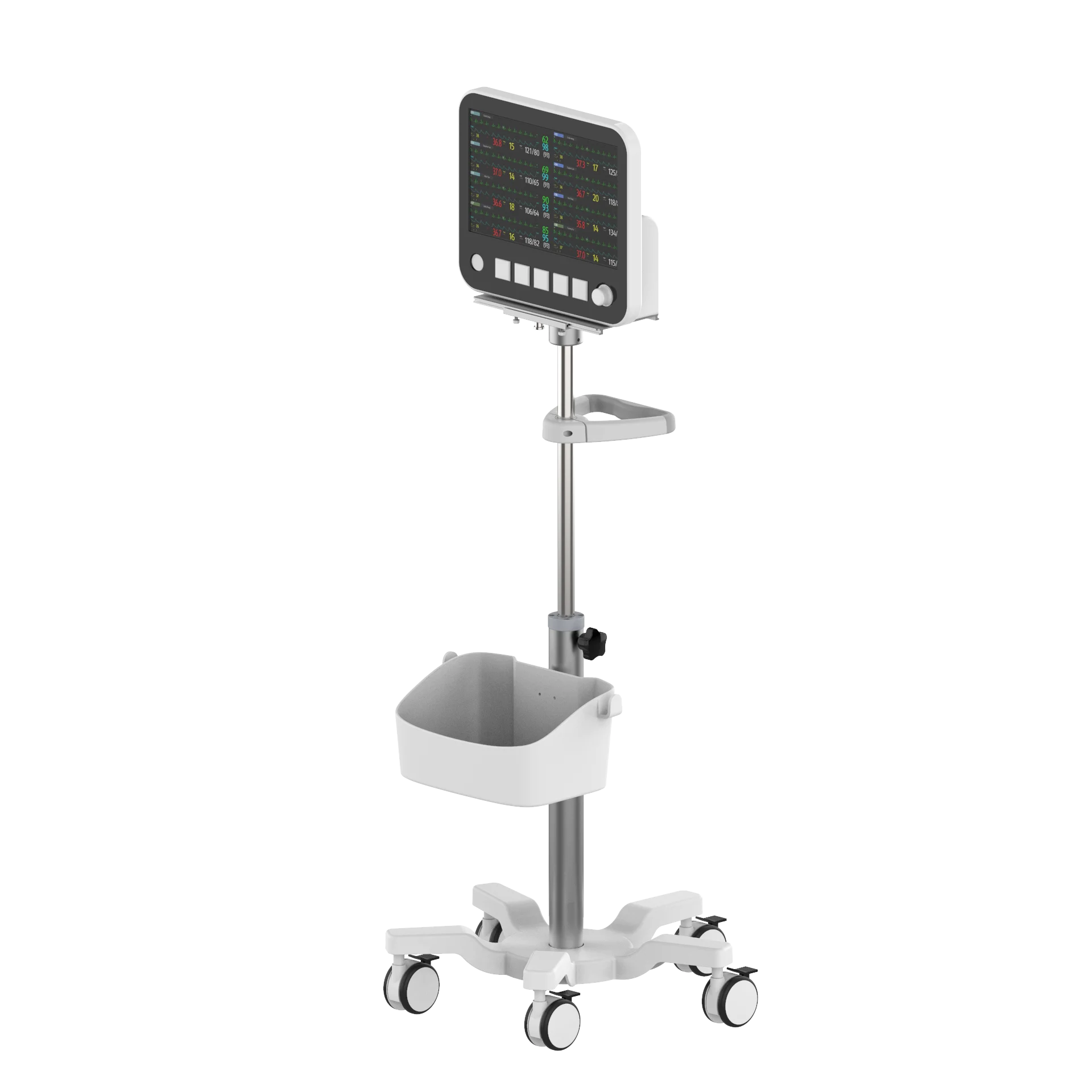 Hospital Trolley  Ajustable Monitoring Cart Trolley