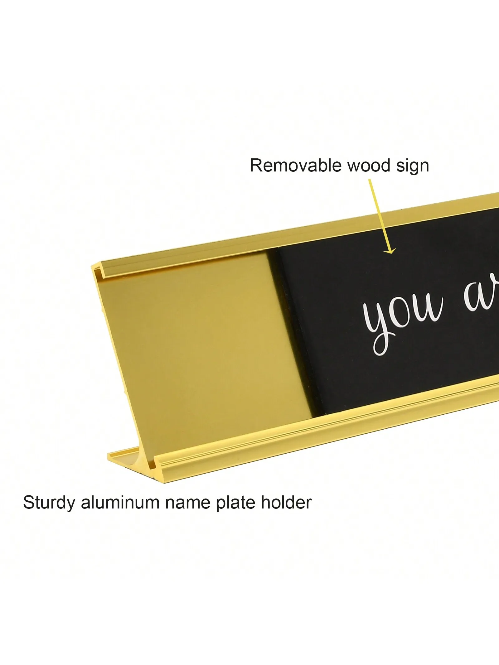 Inspirational Desk Decor,Aluminum  Holder with Wood Sign, Gold Desk Sign Holder  for Office and Home Decoration