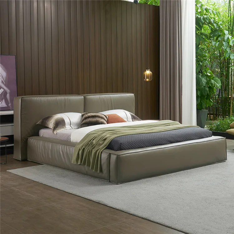 Горячая продажа Модная современная роскошная королевская кровать из кожи