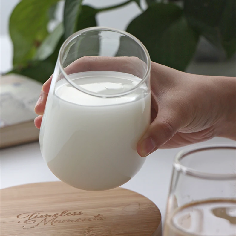 400ml Glass Cup Household juice cup with no lid On hand cup Milk Glass water mug round straight glass