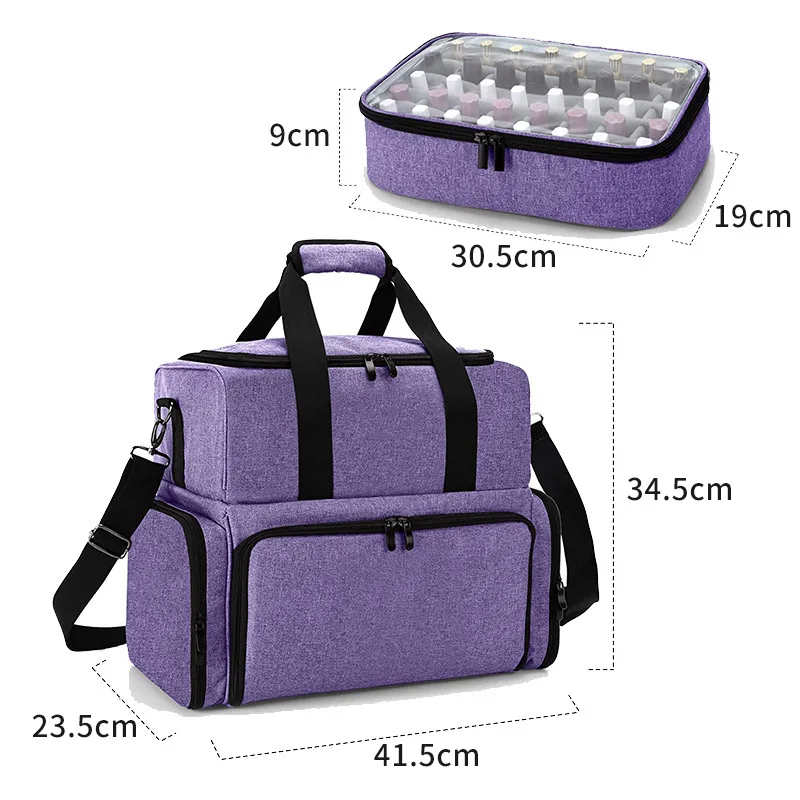 2024 NEW YCH Makeup Salon Nails Bag Large Capacity Carrying Cosmetic Bag 48 Bottles Organizer Essential Nail Polish Bags