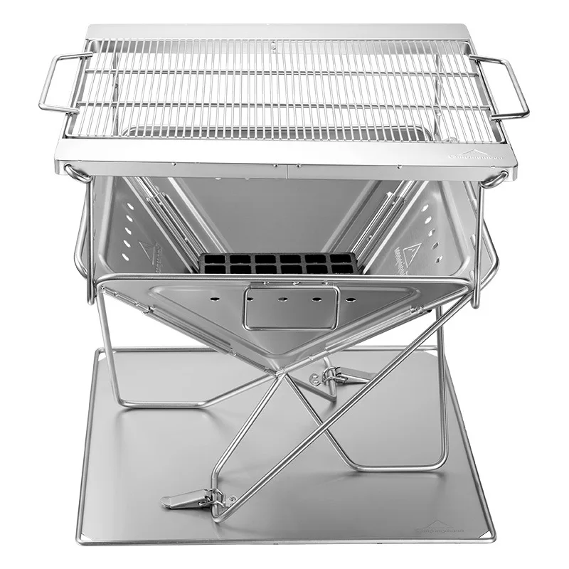  L Size 51*47cm 5-10 person Thickness Stainless Steel Height Adjustable Folding Outdoor Camping BBQ Grills with