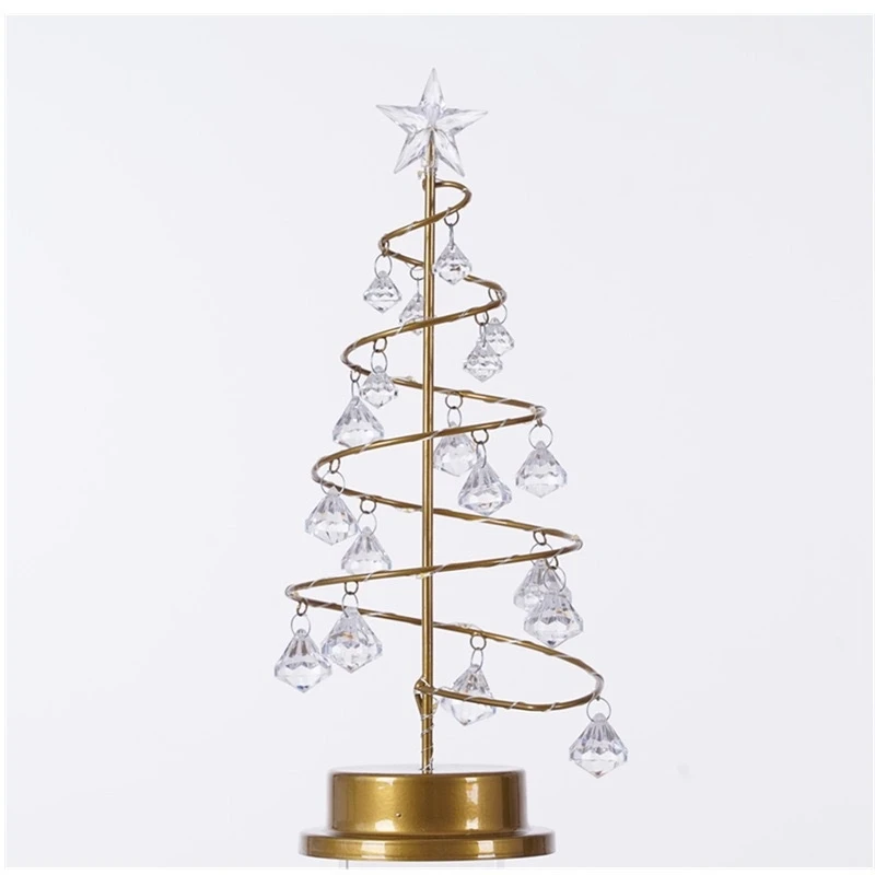 Factory Hot sales Home Decor Crystal Christmas Tree Lamp iron  tabletop Night Light for Party Wedding Festival Holiday Gifts