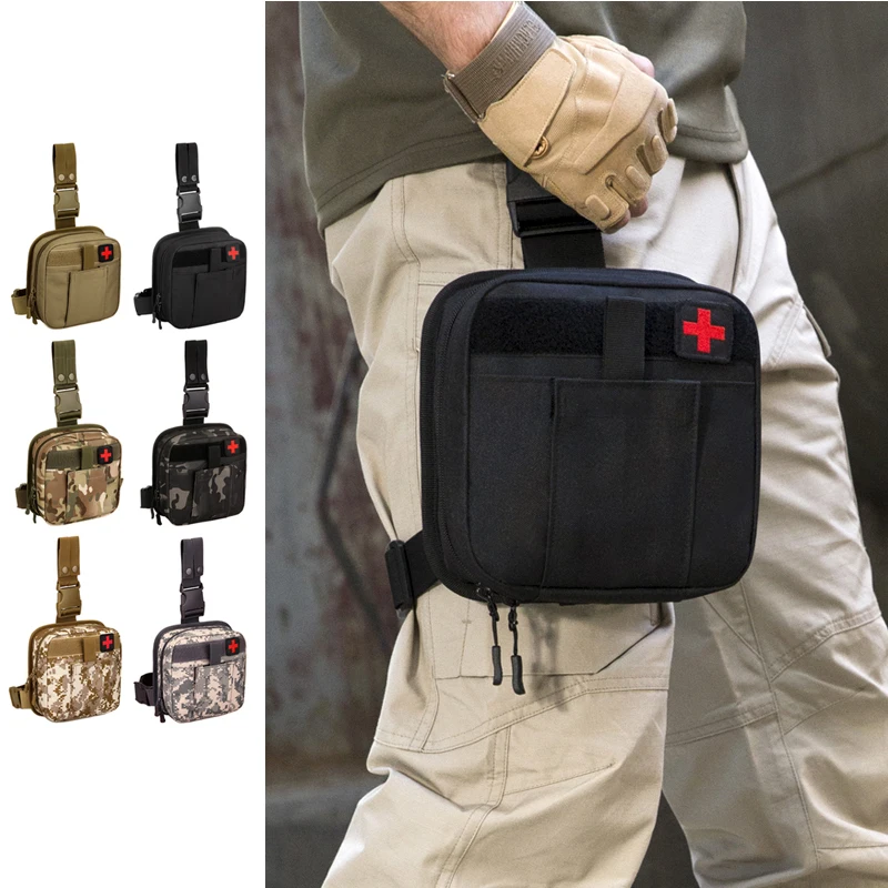 Outdoor Camping Emergency Tactical leg first aid kit Multi Functional Molle Medical Pouch Bag with medical supplies