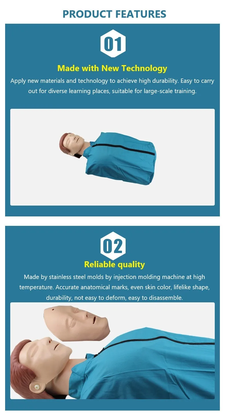 Full Body Medical Teaching CPR Torso Simulator First Aid Training Dummy Adult CPR Manikin