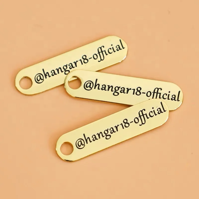 Wholesale Custom Garment Bag Accessories Plate Oem Gold Metal Brand Logo Clothing Label Name Tag