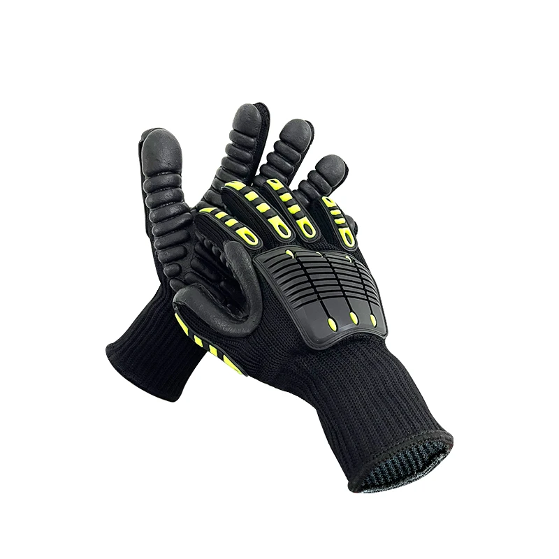 Custom Anti-Vibration Work Gloves with TPR & Latex Shock Proof Impact Reducing Safety Gloves with Foam Finish Red