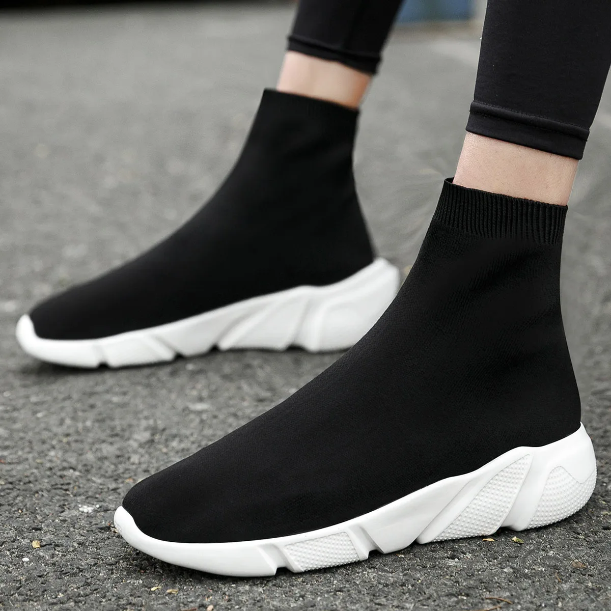 
White Black Fashion Trend Sock Boots For Men Women Fashion Women Sports Running Trainer Sock Shoes Mens Athletic Sneakers - Buy 