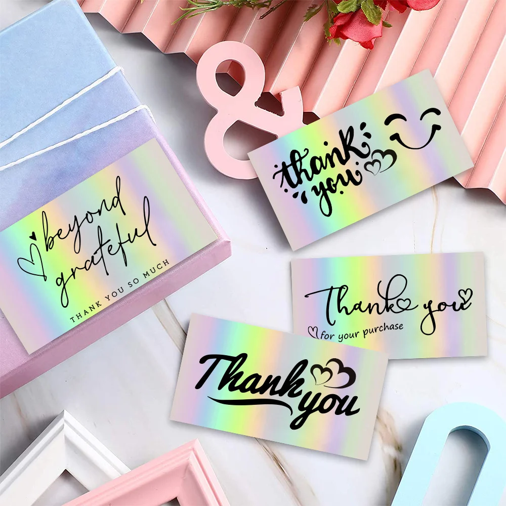 50 / pack Laser thank you card Holographic Gift Card Gift Card Blank decorative