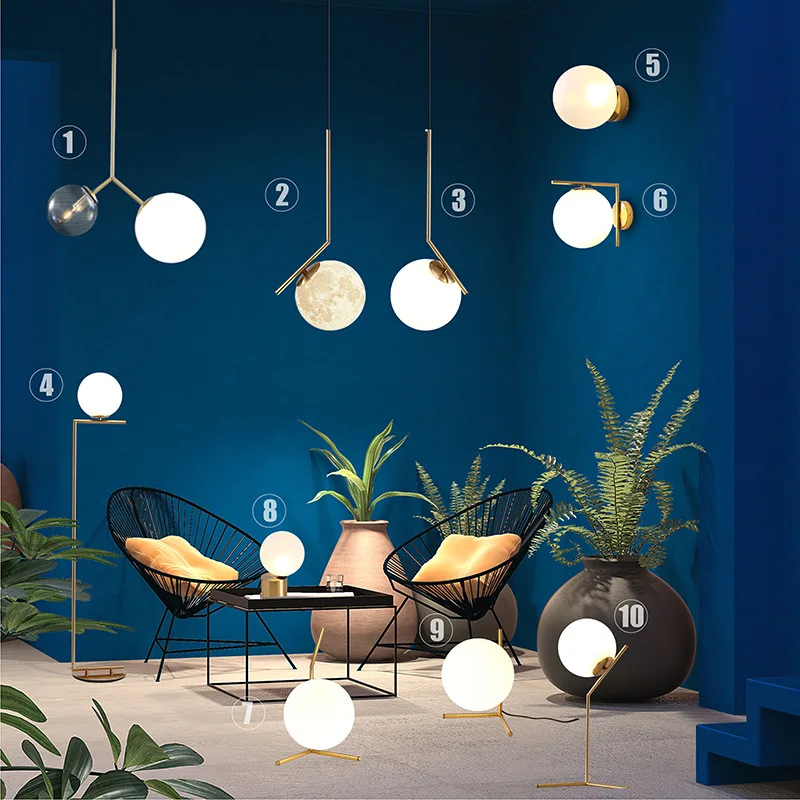 Nordic glass ball LED chandelier restaurant bedroom glass chandelier factory wholesale