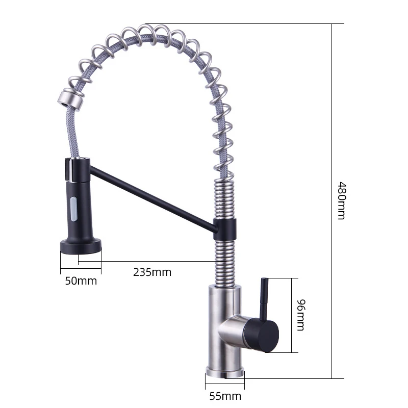 Hot Cold Pull Out Kitchen Faucet Spring 304 316 Stainless Steel Pull Down Gourmet 360 Deck Mounted Sink Sprayer Water Mixer Taps