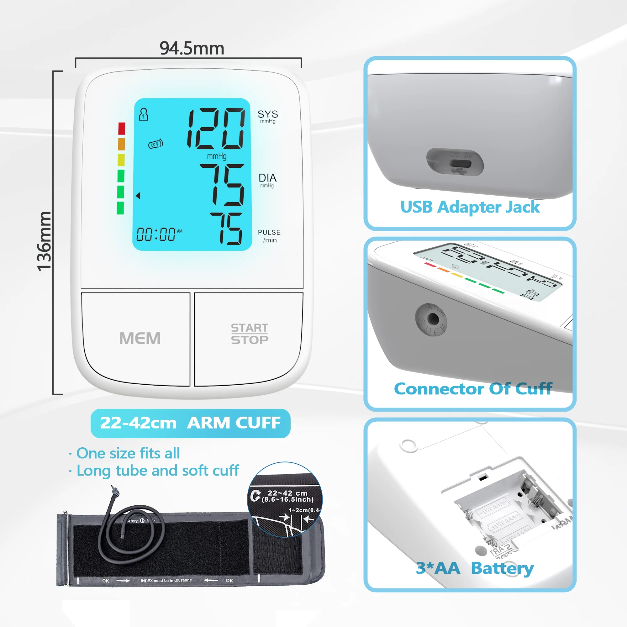 2023 NEW TYPE Blood Pressure Monitor Multifunction Home Use Bluetooth Backlight Talking BP Machine