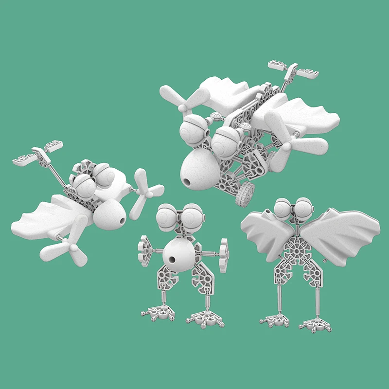 HW Toys Mouse Mosquito Crocodile Alien Creature Halloween Shape Flight Equipment Diy Bricks Building Blocks Sets Toys For Kids