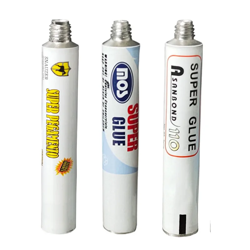 Super Glue Empty Aluminum Tube Metal Packaging Chemicals Aluminum Collapsible Tube For Adhesives