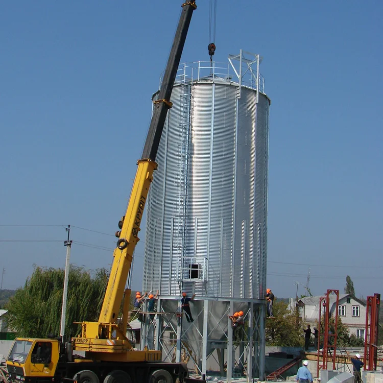Grain hopper bottom storage silos with belt conveyor/chain conveyor unloading system