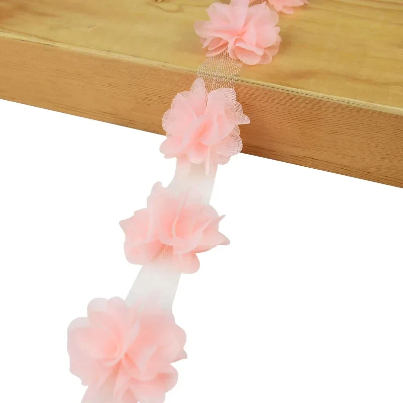 DIY Crafts Sewing Supplies Flowers 3D Chiffon Cluster Flowers Lace Dress Decoration Lace Fabric Applique Trimming