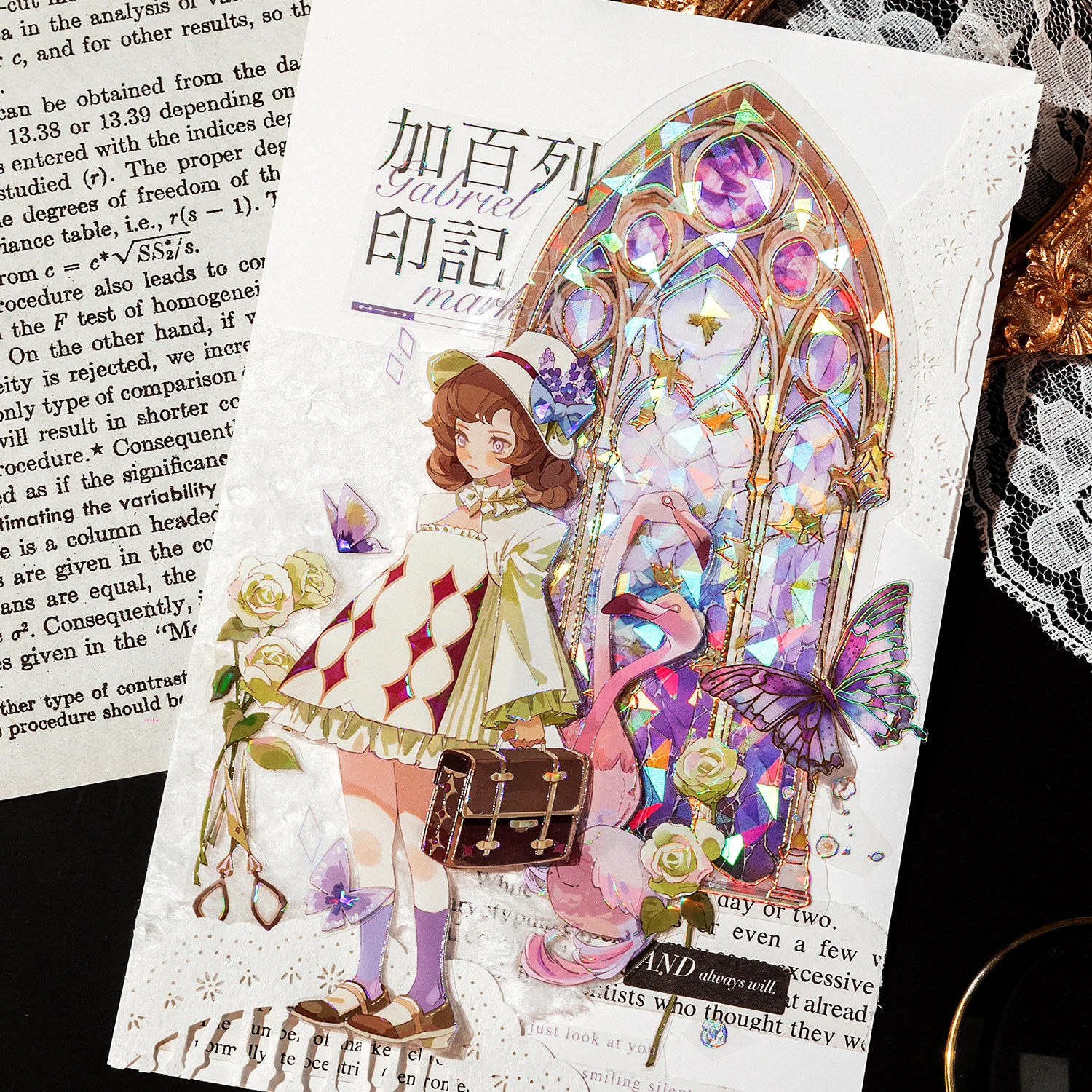 Mr. Paper 6 Design 10 Pcs / Set PET Moonlight Window Stickers Laser Vintage Crystal Decoration Stickers Pack for Diary Scrap