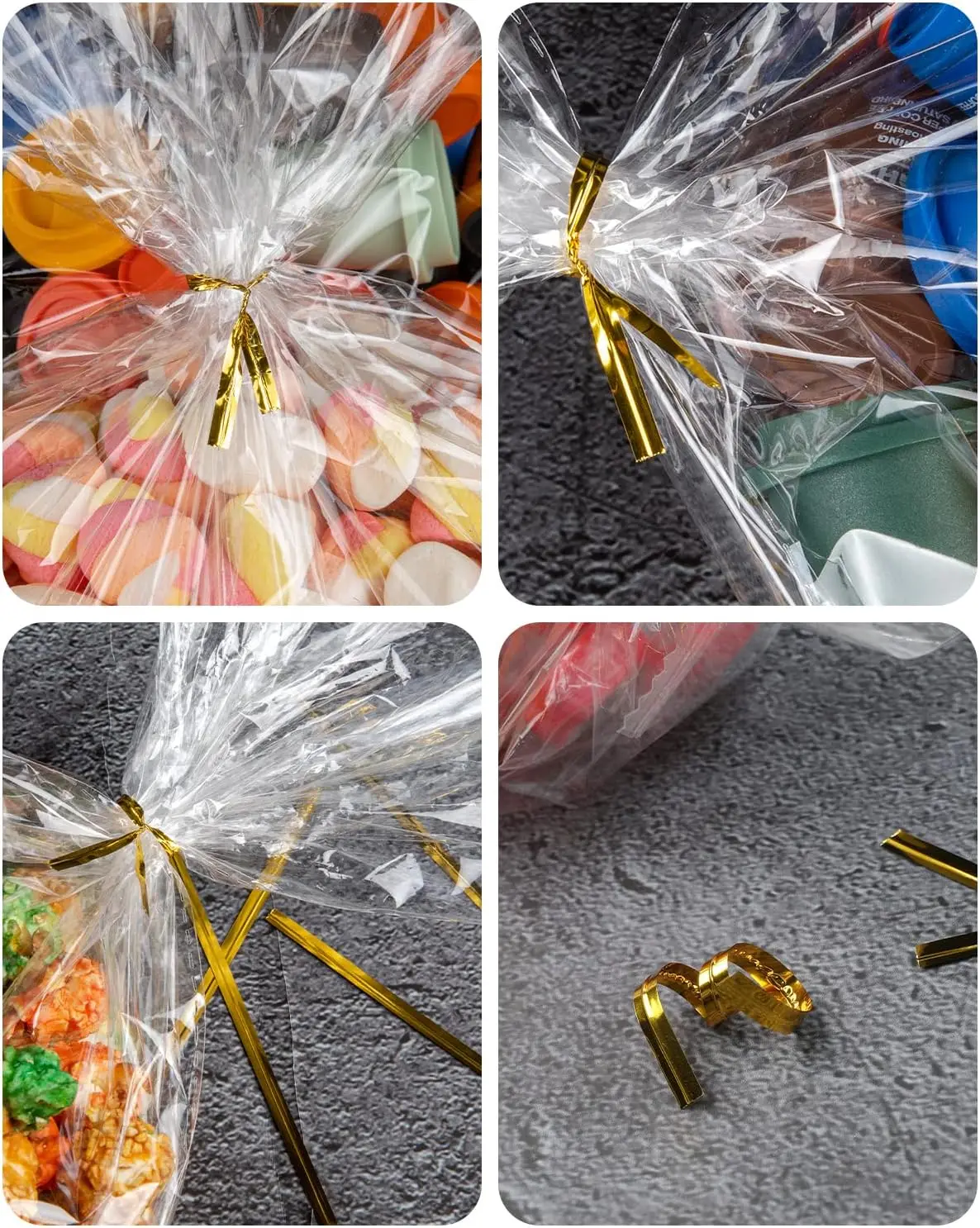 Cellophane Bags Wrap Large Clear Party Favors Clear Treat bag with Ties Plastic Gift Bag