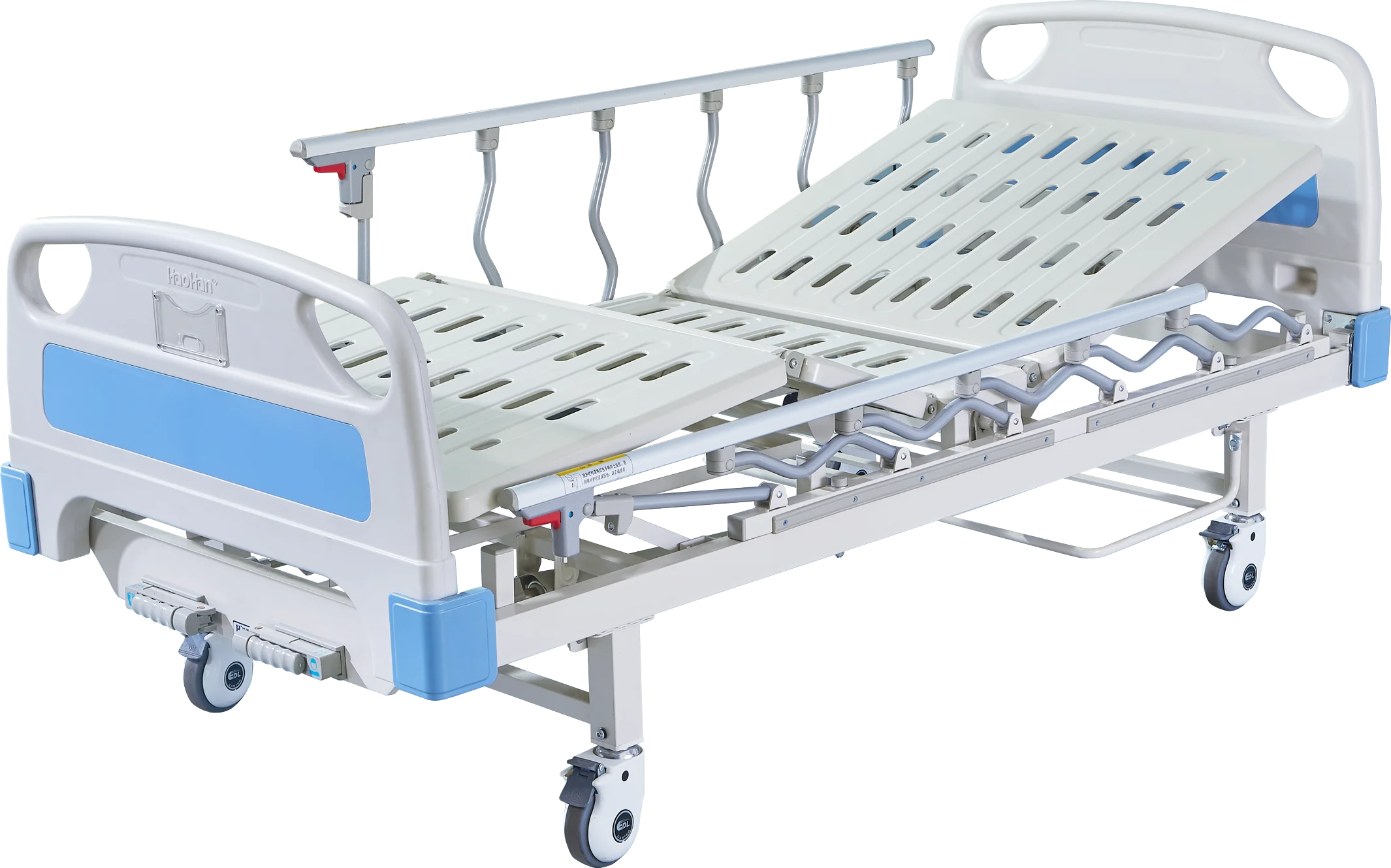 HH/BC-F-3-G-038 Hospital Emergency Medical Bed Two Crank Multi-Function Manual Patient Bed Made of Durable Metal