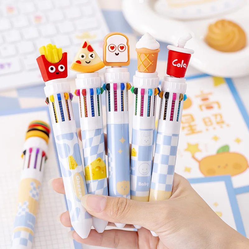 Cartoon creative Student kids 10 color multicolor Pen for promotional ballpoint pen