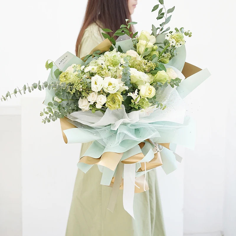 Waterproof Double sided two color gold wrapping paper bouquet flower packing paper