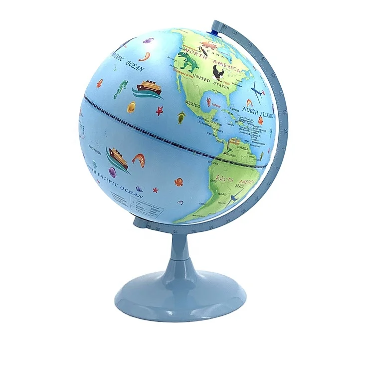 
Blue cartoon animals iron support world educational plastic earth globe with lamp 