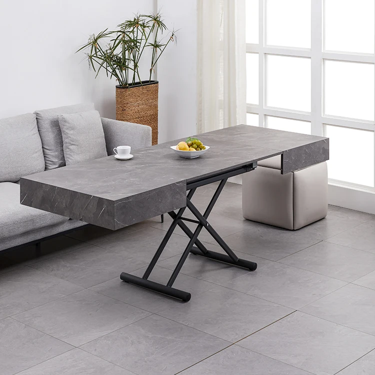 Gomlden hot selling 3 in 1 multi-use adjustable dining table wooden space saving living room furniture set