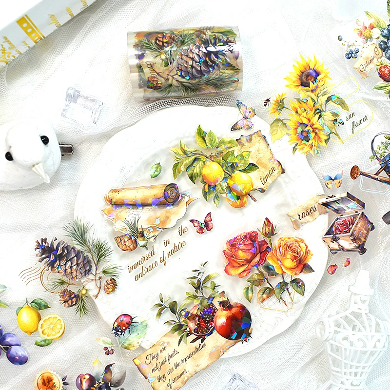 MOQ2 China wholesale Flower Special Oil Seashell lridescent Craft PET washi tape