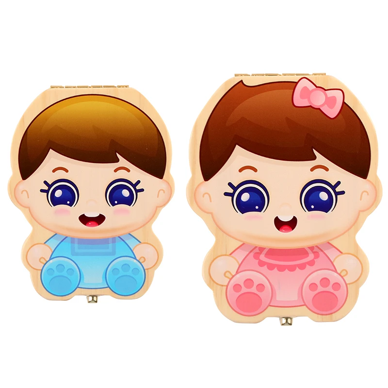 New Hot Children Boy Girl Deciduous Tooth Box Wooden Milk Teeth Box Wooden Baby Teeth Box