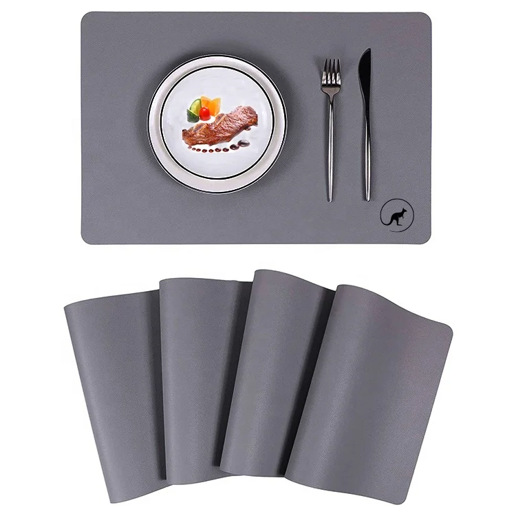 Low Price Hot Selling 4 Pieces Double Sided Leather Placemats Set for Dining Table