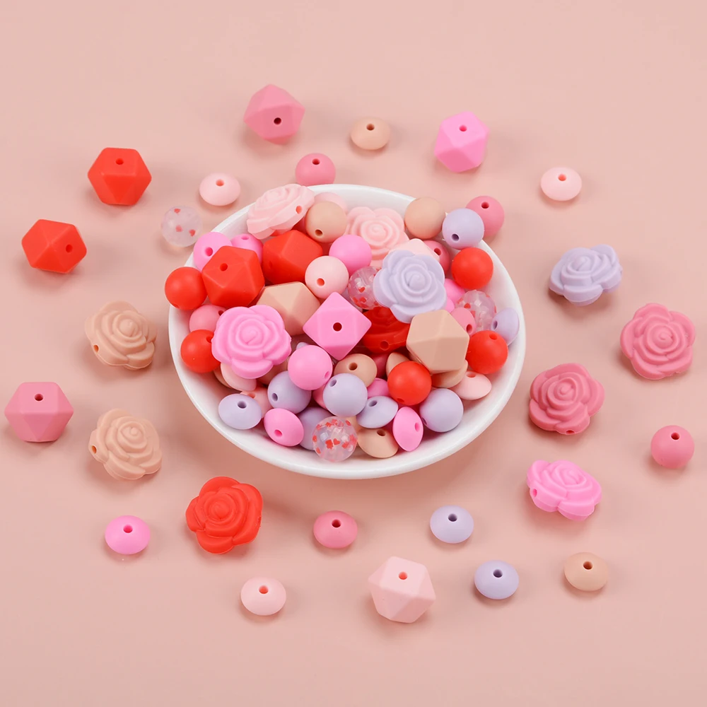 Silicone Rose Flower Bead Button DIY Beading Hairband Bracelet Necklace Craft Silicone Daisy Beads Jewelry Accessories