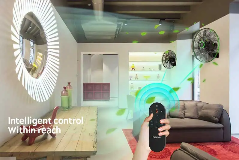 Work with alexa google assistance voice control wifi function oscillating wall fan