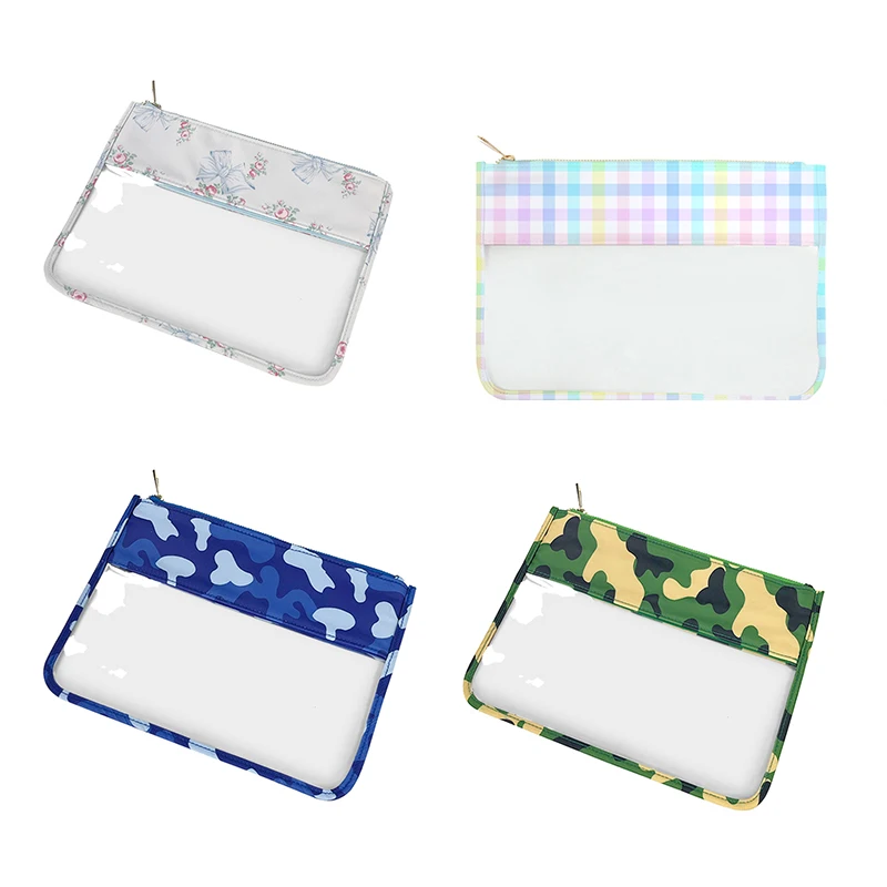 Ready to Ship transparent Flat Pouch Waterproof Clutch Bag Travel Makeup Toiletry Bag Christmas color Snack PVC Cosmetic B