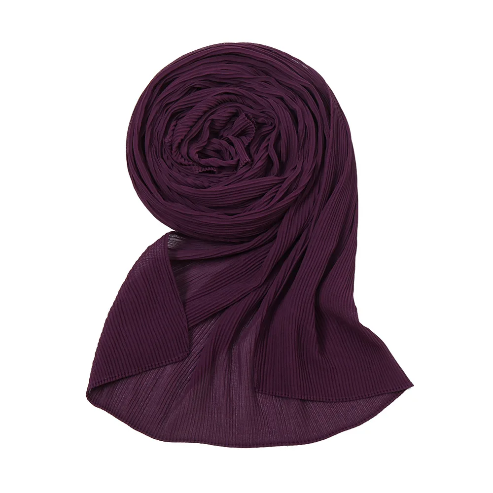 wholesale textured chiffon tudung shawl pleated headscarf muslim crinkle hijab scarves women