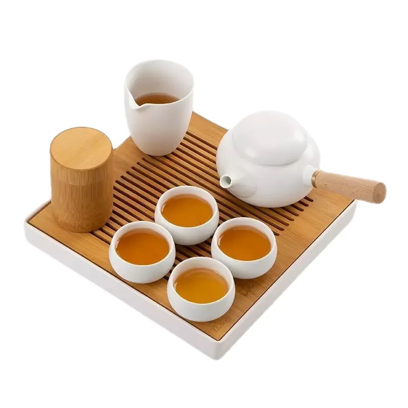 ESTICK Ceramic Tea Set  Japanese Ding Kiln Side Pot Travel Home Kung Fu Tea Set Gift With Customize Logo