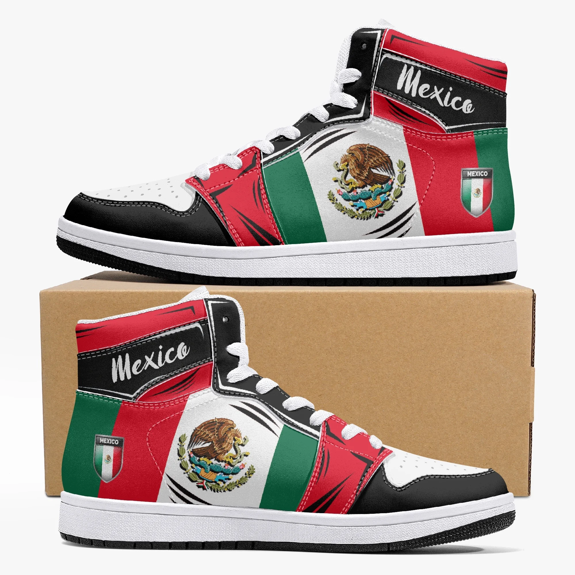Mexican Flag High Tops Sneakers Fashion Wholesale Casual Sports Running Sneaker Print On Demand Shoes Mexico Sneakers For Unisex