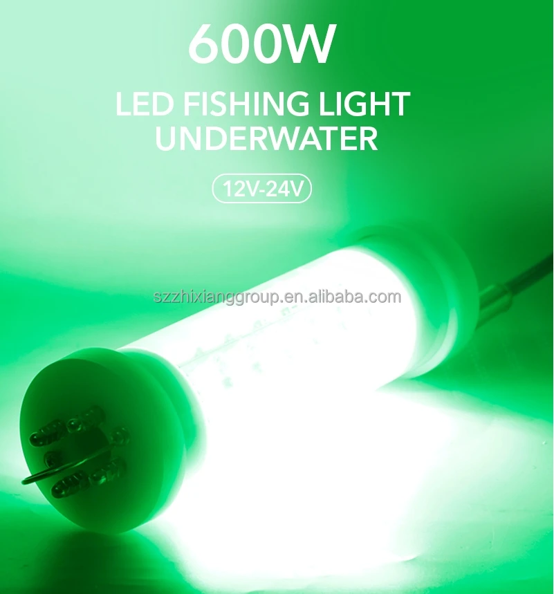 DC12V 24V 600W IP68 Fish Lures Under Water Lamp green led fishing light deep sea fishing light Fishing Lights Waterproof